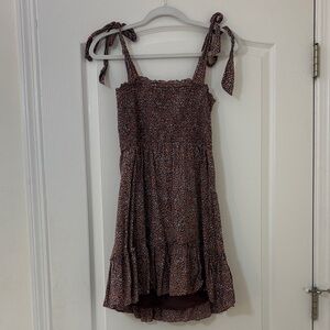 Aerie Floral Mini Dress - Brown and White